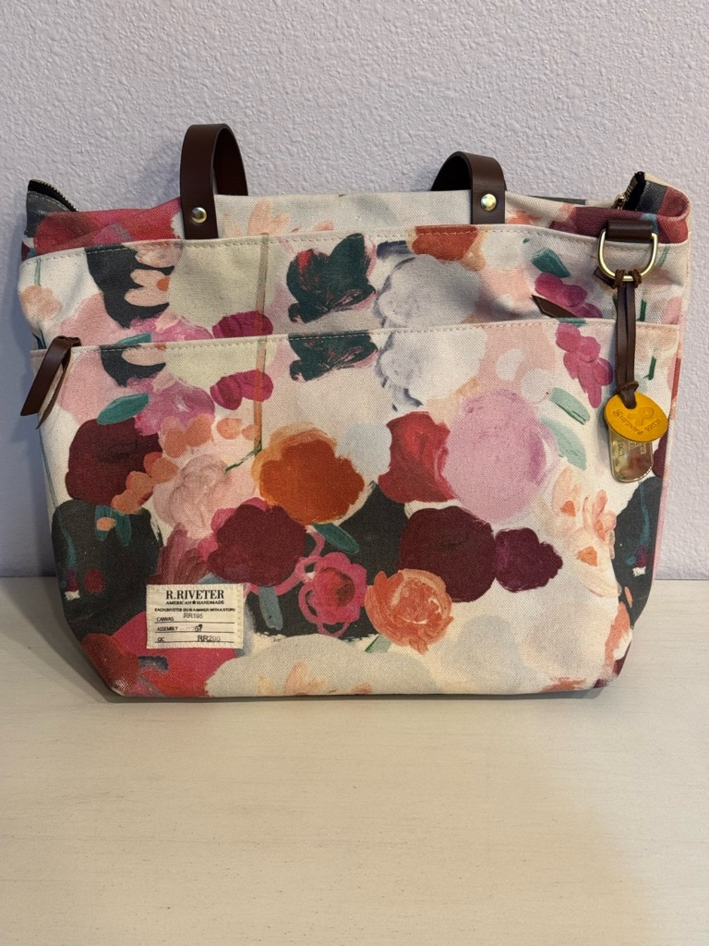 R. Riveter Floral Canvas Tote Bag - Pink Multi